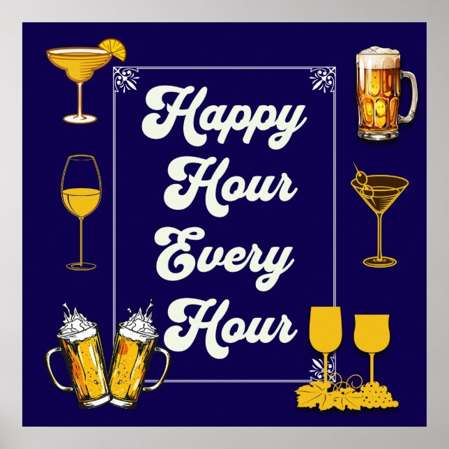 Happy Hour jede Stunde Pub Poster (Vorne)