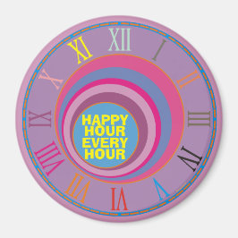 Happy Hour jede Stunde römische Uhr farbenfroh Magnet