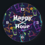 Happy Hour Neon Cocktails Große Wanduhr<br><div class="desc">Diese neonische Cocktails mit dem Thema Happy Hour an der Wand sind ein tolles Geschenk. Spaß für Ihre Zuhause Bar, die menschliche Höhle oder das Bonuszimmer.</div>