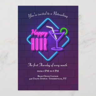 Happy Hour Neon Netzwerk Einladung