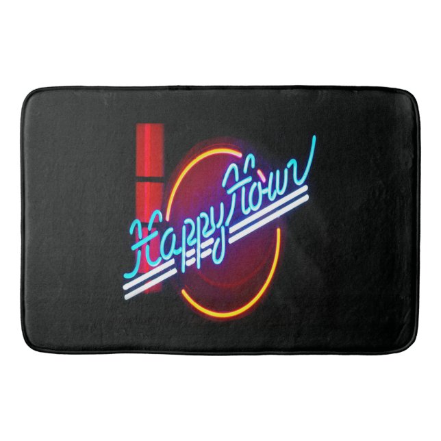 Happy Hour Neon Sign Bath Mat Badematte (Vorderseite)