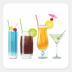 Happy Hour Quadratischer Aufkleber