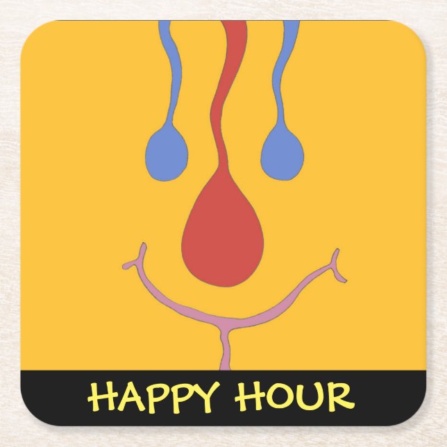 HAPPY HOUR RECHTECKIGER PAPPUNTERSETZER (Vorderseite)