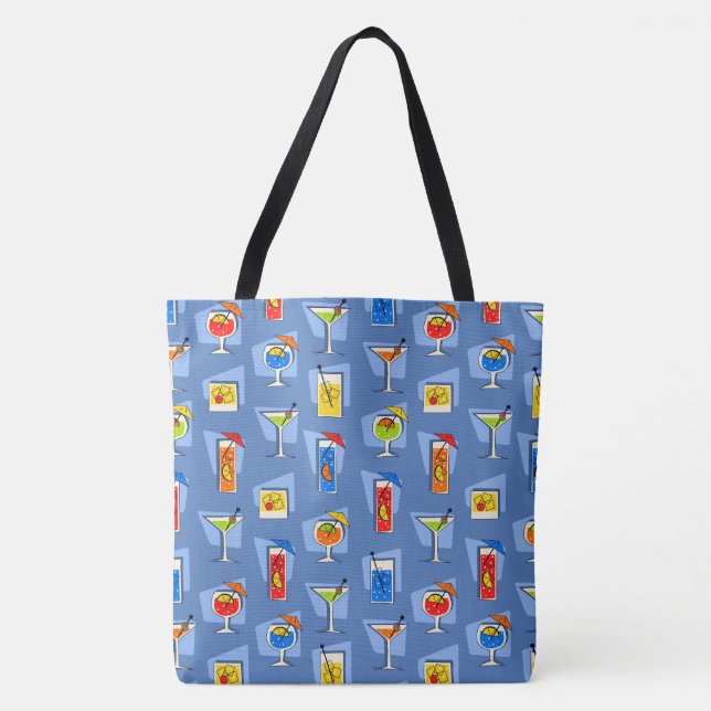Happy Hour Retro Hawaiian Tropical Drink Beach Bag (Vorderseite)