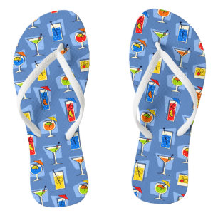 Happy Hour Retro Hawaiian Tropical Drinks Zwei-Sei Flip Flops