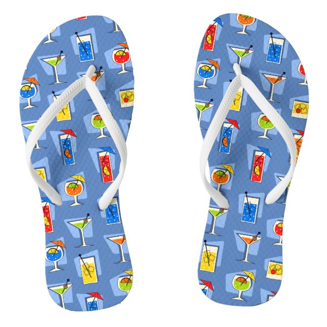 Happy Hour Retro Hawaiian Tropical Drinks Zwei-Sei Flip Flops (Fußbett)