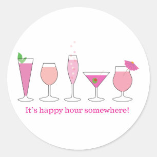 Happy Hour Runder Aufkleber