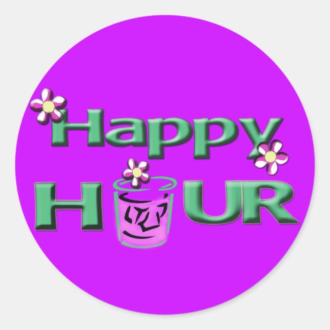 Happy Hour Runder Aufkleber (Vorderseite)