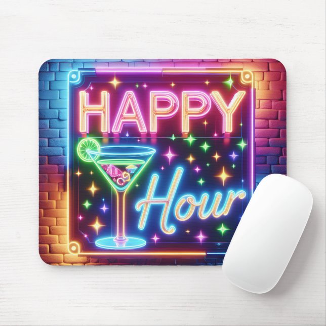 Happy Hour Sign On Rainbow Brick Mousepad (Mit Mouse)