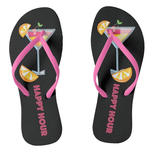 Happy Hour Summer Martini Cocktail Flip Flops (Fußbett)
