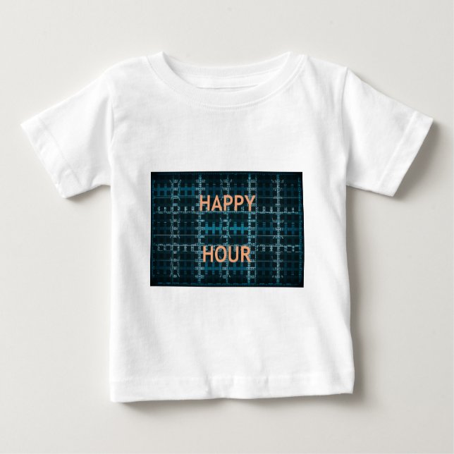 Happy Hour Text Blue Vector Art Print Baby T-shirt (Vorderseite)
