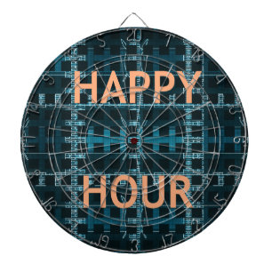Happy Hour Text Blue Vector Art Print Dartscheibe