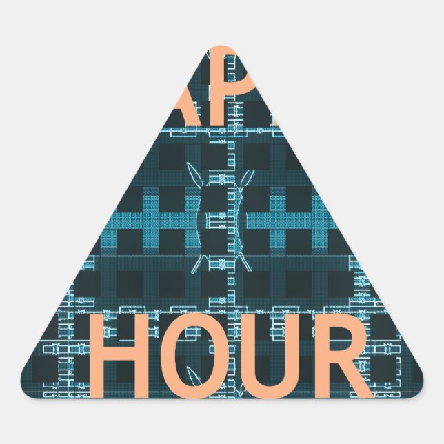 Happy Hour Text Blue Vector Art Print Dreieckiger Aufkleber (Vorderseite)