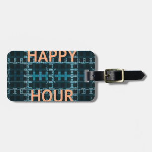 Happy Hour Text Blue Vector Art Print Gepäckanhänger