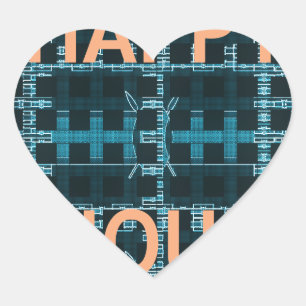 Happy Hour Text Blue Vector Art Print Herz-Aufkleber