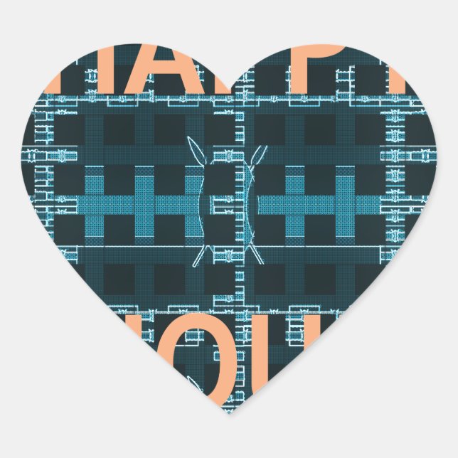 Happy Hour Text Blue Vector Art Print Herz-Aufkleber (Vorderseite)