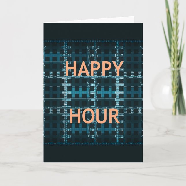 Happy Hour Text Blue Vector Art Print Karte (Vorderseite)