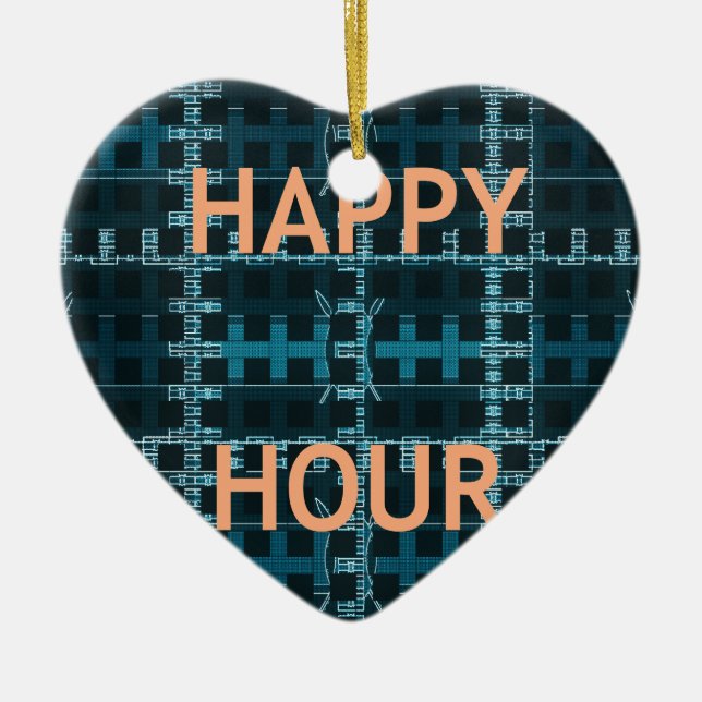 Happy Hour Text Blue Vector Art Print Keramikornament (Vorne)