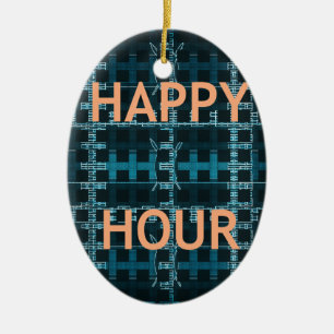 Happy Hour Text Blue Vector Art Print Keramikornament