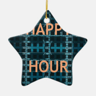 Happy Hour Text Blue Vector Art Print Keramikornament