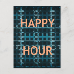 Happy Hour Text Blue Vector Art Print Postkarte