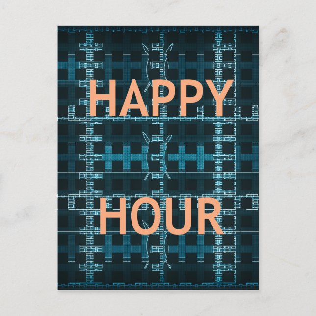 Happy Hour Text Blue Vector Art Print Postkarte (Vorderseite)