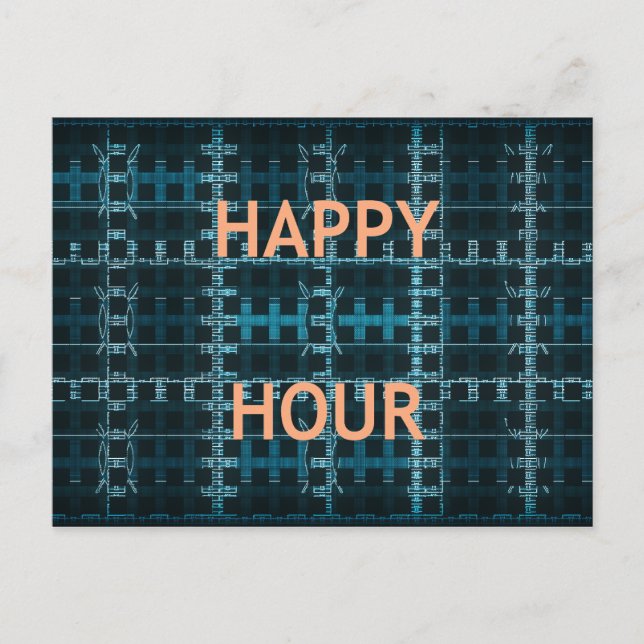 Happy Hour Text Blue Vector Art Print Postkarte (Vorderseite)