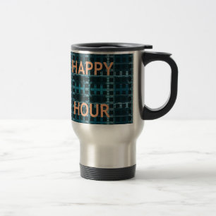 Happy Hour Text Blue Vector Art Print Reisebecher