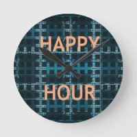 Happy Hour Text Blue Vector Art Print