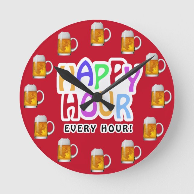 Happy Hour Wall Clock Runde Wanduhr (Vorderseite)