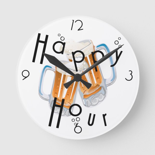 Happy Hour Wall Clock Runde Wanduhr (Vorderseite)