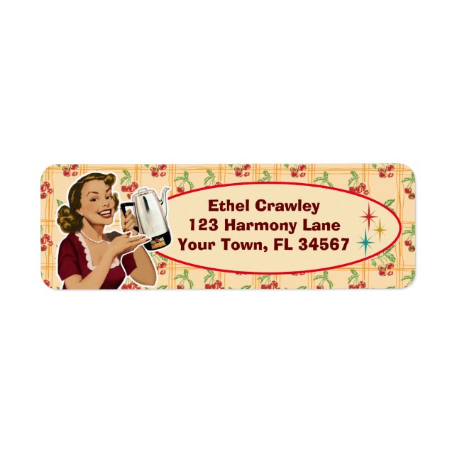 Happy Housefrau Rücksendeadressen-Aufklebers - Che (Vorne)