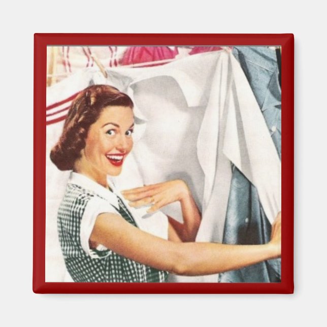 HAPPY HOUSEWIFF AM WASH DAY RETRO MAGNET (Vorne)