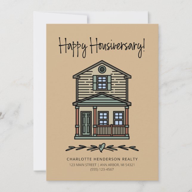 Happy Housiversary Client Zuhause Anniversary Tan Karte (Vorderseite)