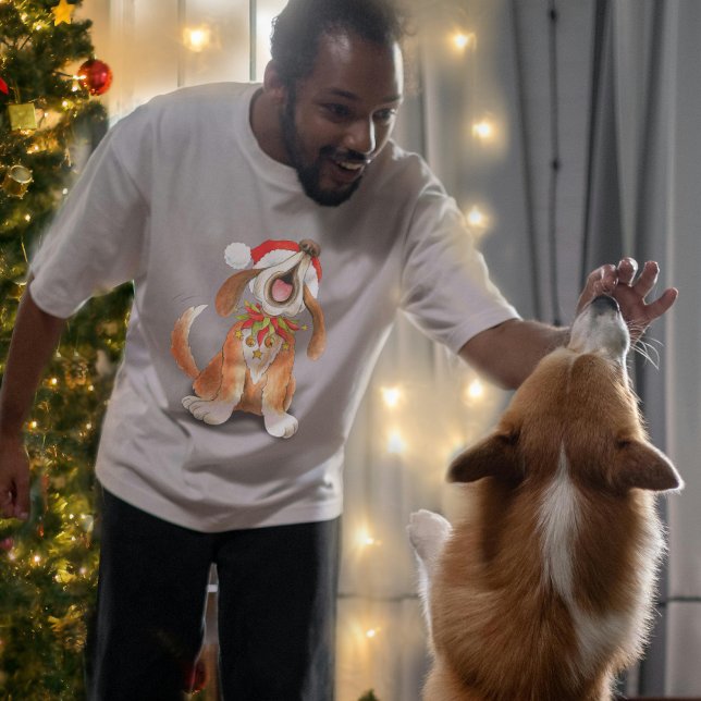 Happy Howl-i-days Weihnachtshund singt T - Shirt (Von Creator hochgeladen)