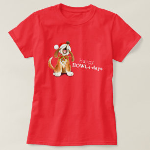 Happy Howl-i-days Weihnachtshundekarol singen T-Shirt