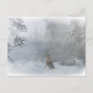Happy "Howl" idays Wolf im Schneeballpostkarten Postkarte