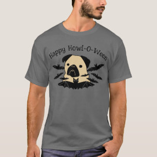 Happy Howl-O-Week Mops mit Fledermäusen T-Shirt
