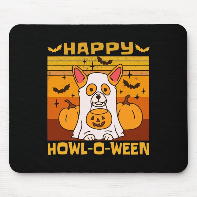 Happy Howl-o-ween Corgi Halloween Kostüm Mousepad (Vorne)