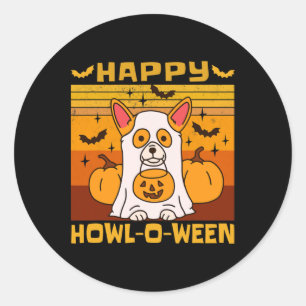 Happy Howl-o-ween Corgi Halloween Kostüm Runder Aufkleber