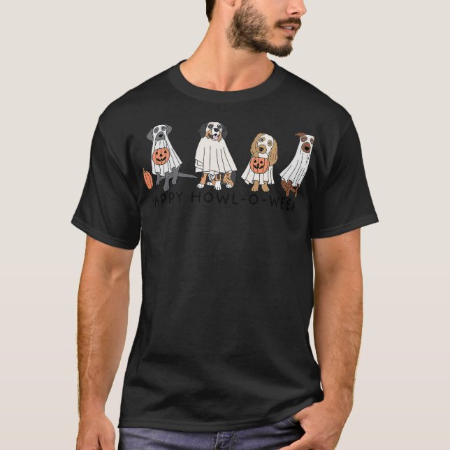 Happy Howl O Ween Cute Ghost Dog Funny Halloween C T-Shirt (Vorderseite)