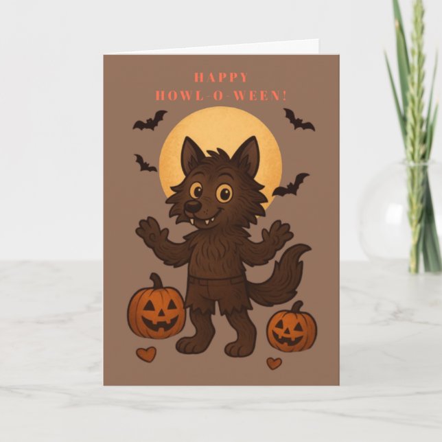 Happy Howl-O-Ween Feiertagskarte (Vorderseite)