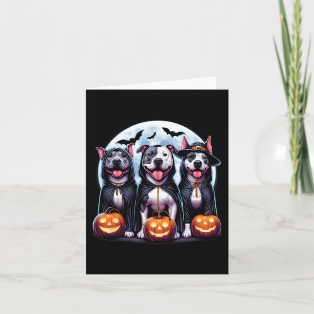Happy Howl-o-ween Halloween Pitbull Dog Pumpkin Gh Karte (Vorderseite)