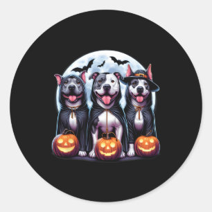 Happy Howl-o-ween Halloween Pitbull Dog Pumpkin Gh Runder Aufkleber