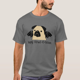 Happy Howl-O-Ween Mops mit Bat Wings T-Shirt