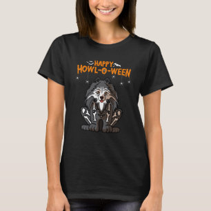 Happy Howl O Ween Spitz Skeleton Hund Hallowee T-Shirt