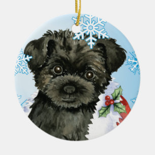 Happy Howliday Affenpinscher Keramikornament
