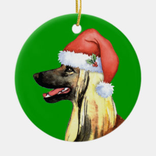 Happy Howliday Afghan Hound Keramikornament