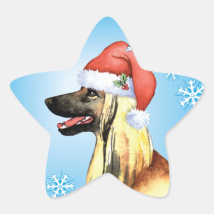Happy Howliday Afghan Hound Stern-Aufkleber