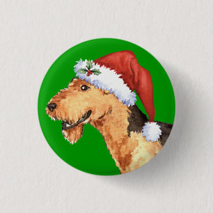 Happy Howliday Airedale Button